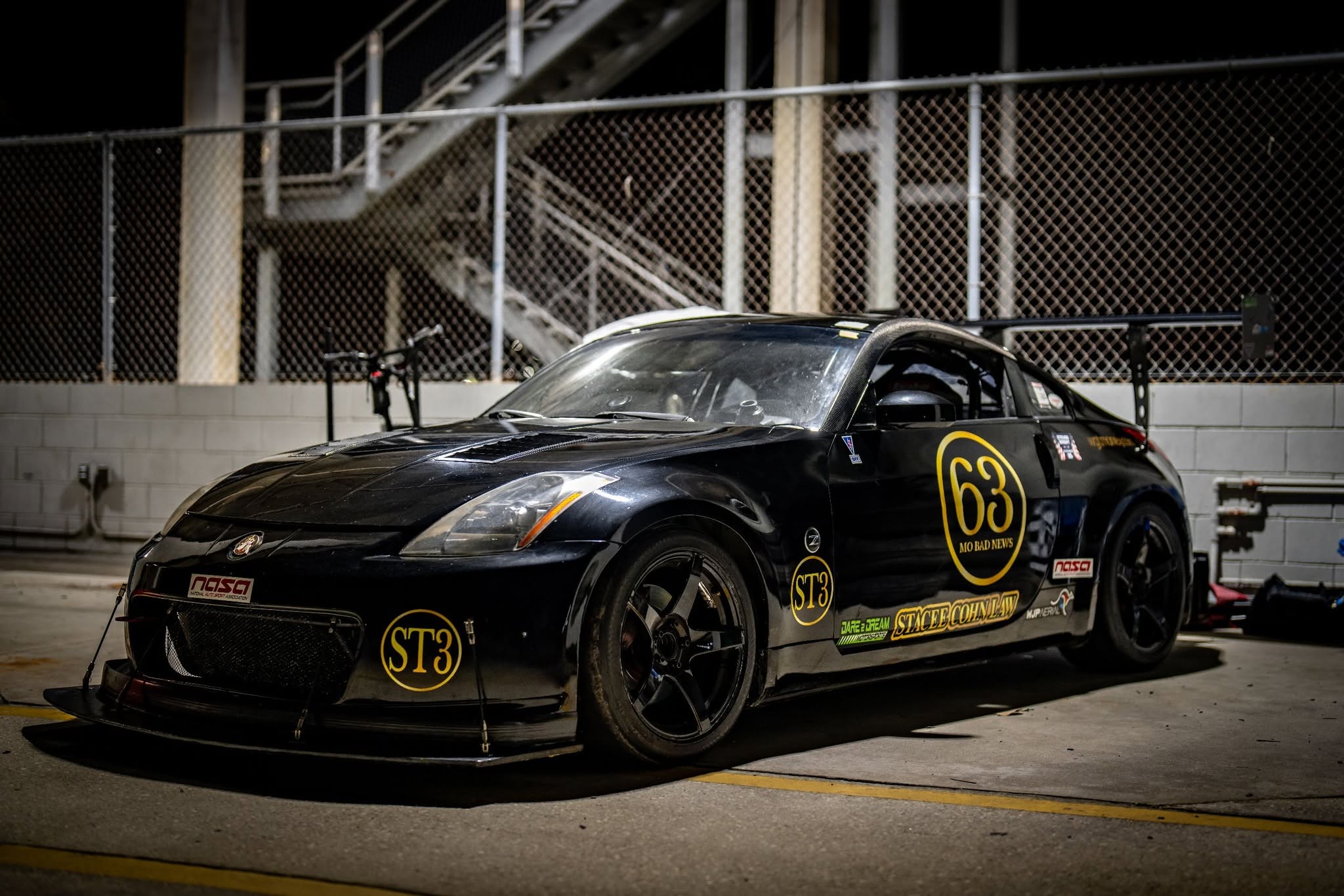 Storm No. 63 in the Sebring paddock at night, January 2025